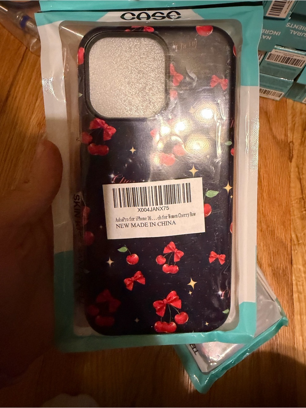 Phone Case for iPhone - Dark Blue Cherry Pattern